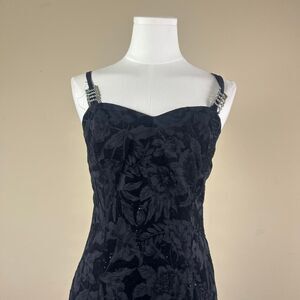 Jump Sparkly Whimsigoth Black on Black Burnout Long Prom Dress